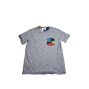 Penguin Mens Casual Gray/Blue  Pocket T-Shirt Crew Neck Short Sleeve Size Medium